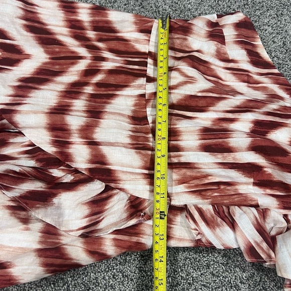 Banana Republic 100% Linen One Shoulder Zebra Brown Cream Mini Dress Size 2P - Picture 9 of 12